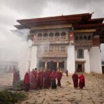 monks burning cypress leaves as incense in front of gangtey monastery 1260x840