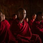 morning devotion illuminated prayers at chorten ningpo monastery bhutan rudy mareel