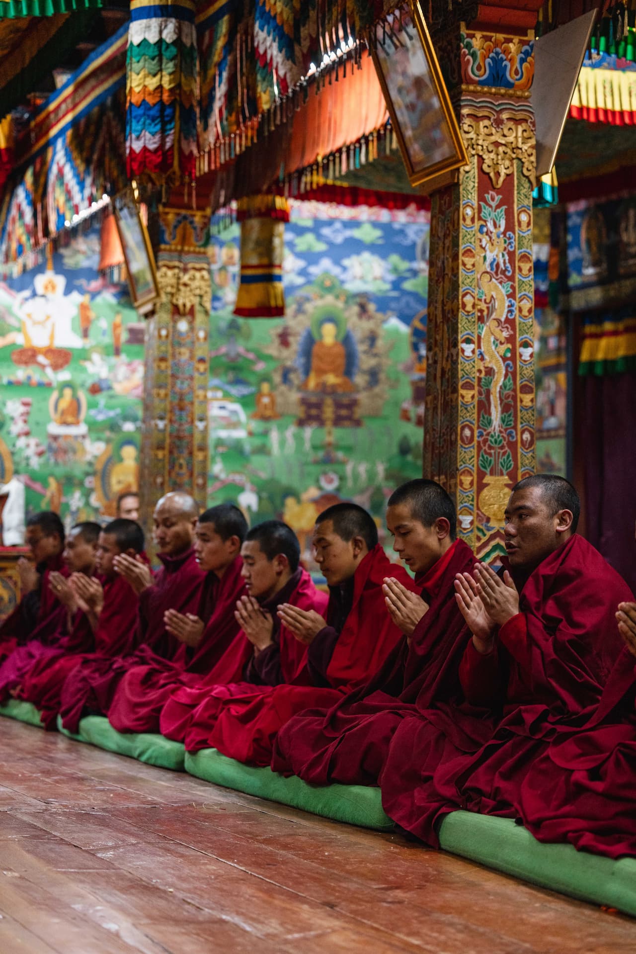 Monk-Led Prayer at a Dzong or Temple