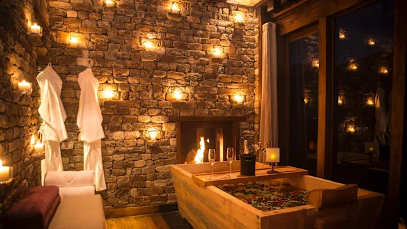 A traditional hot-stone bath for two