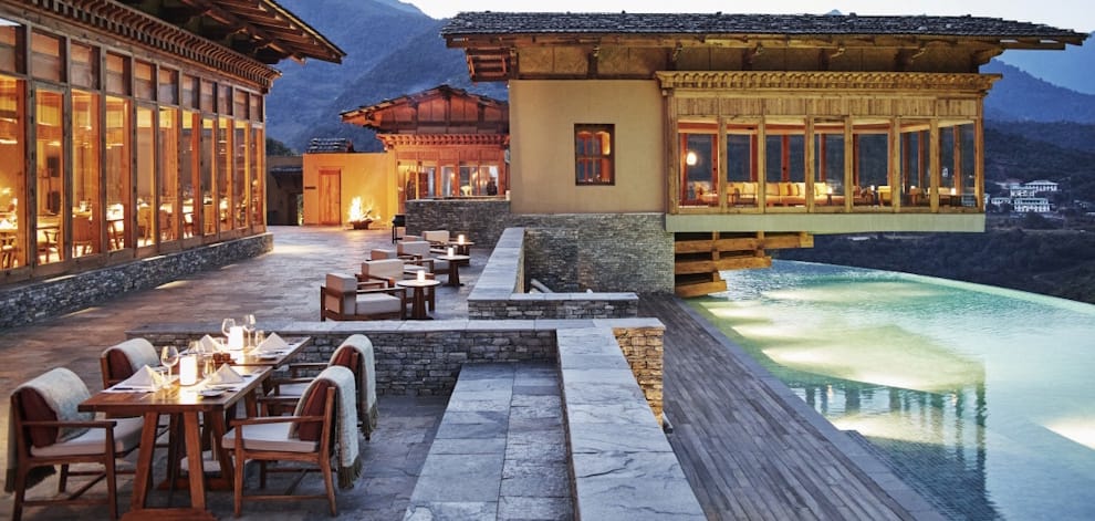 A farmhouse terrace with valley views in Punakha