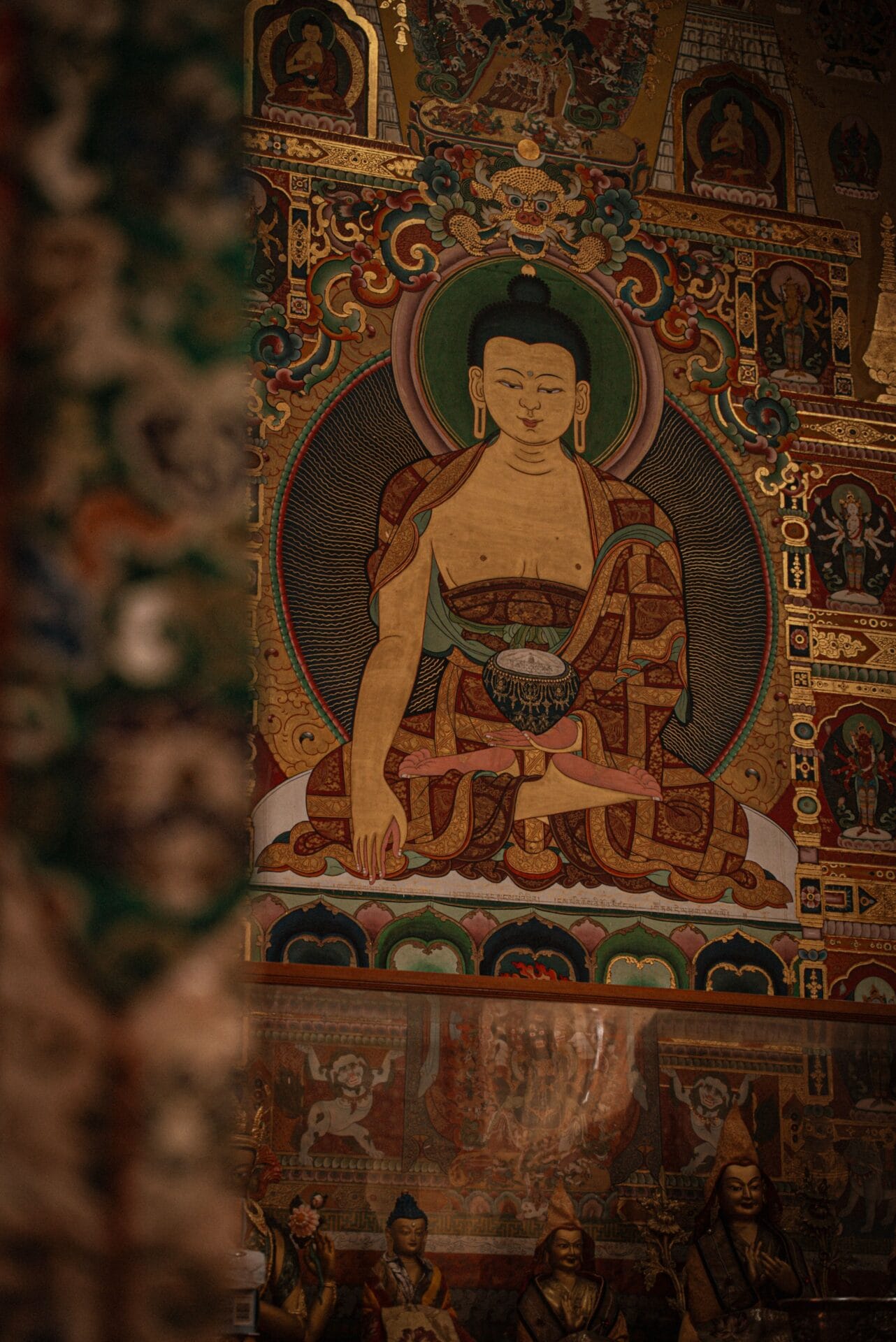 Traditional Bhutanese thangka painting of the Buddha, representing the Buddhist culture that the SDF helps preserve