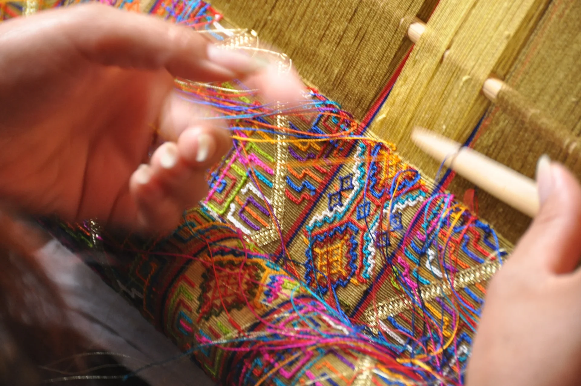 Traditional weaving on a loom in Bhutan