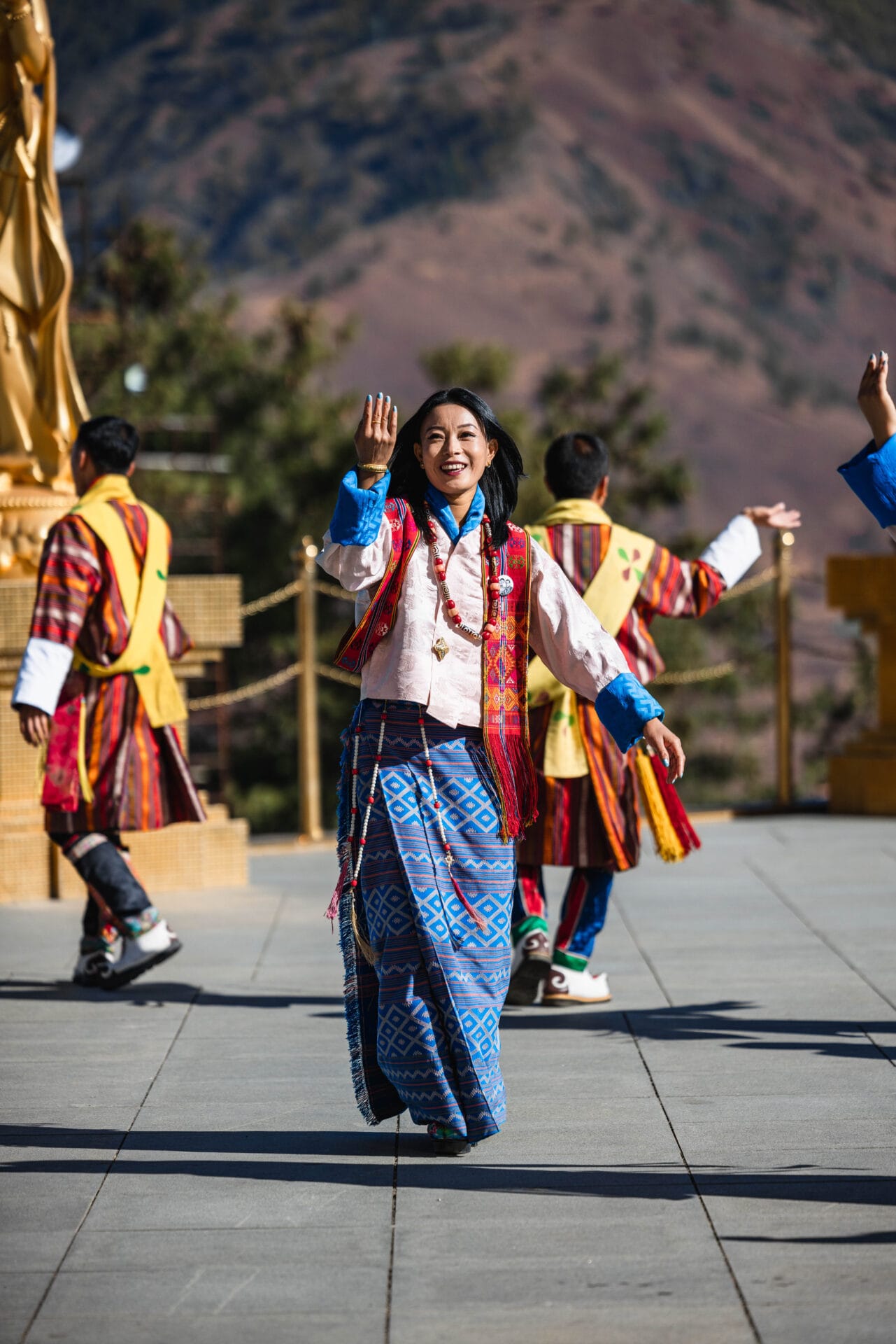 Private Bhutanese cultural performance with folk dancers and musicians